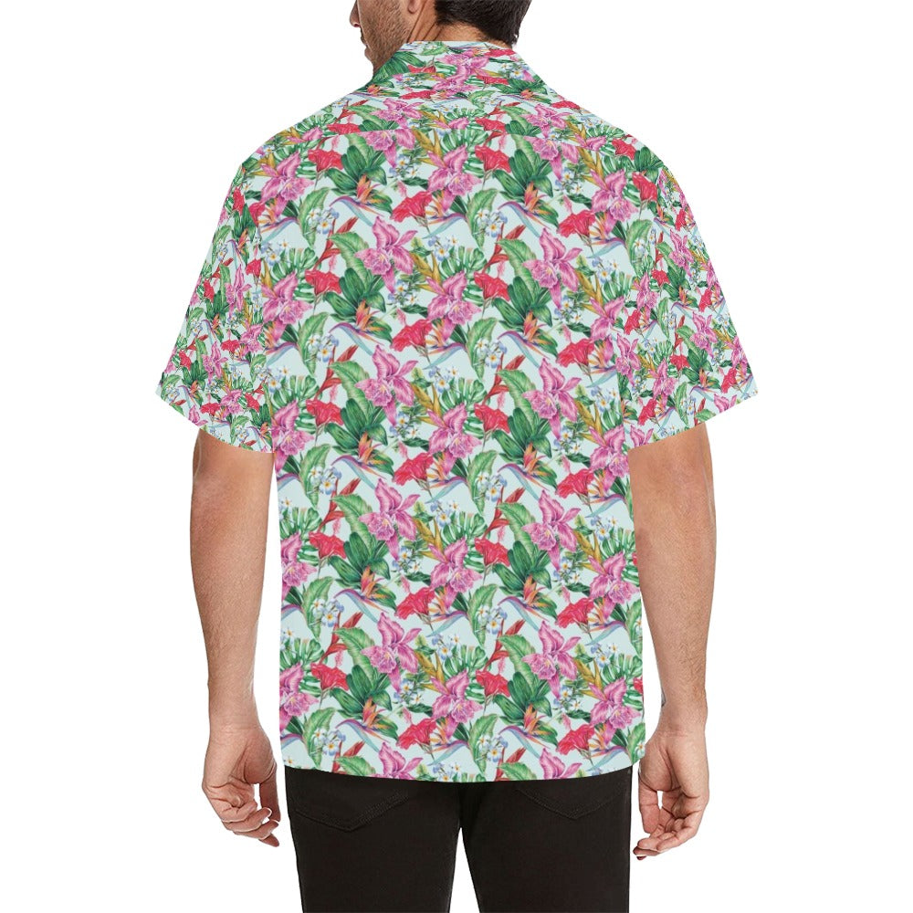 Tropical Flower Print Design LKS304 Men's Hawaiian Shirt