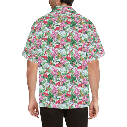 Tropical Flower Print Design LKS304 Men's Hawaiian Shirt