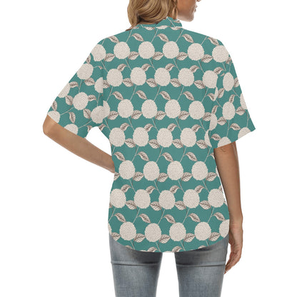 Hydrangea Pattern Print Design HD03 Women's Hawaiian Shirt
