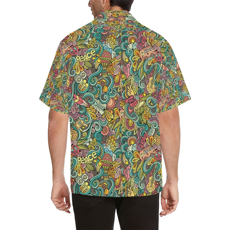 Hippie Print Design LKS302 Men's Hawaiian Shirt