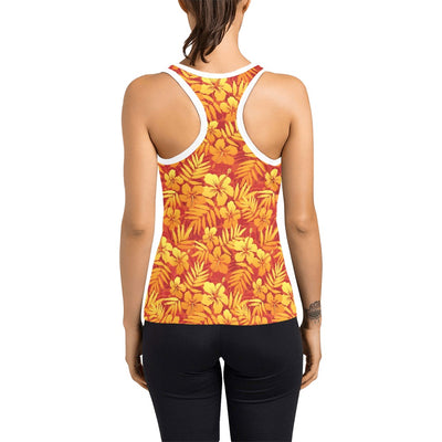 Hibiscus Summer Print Design LKS302 Women's Racerback Tank Top