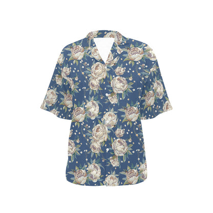 Peony Pattern Print Design A03 Women's Hawaiian Shirt