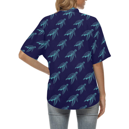 Sea Turtle Pattern Print Design T04 Women's Hawaiian Shirt