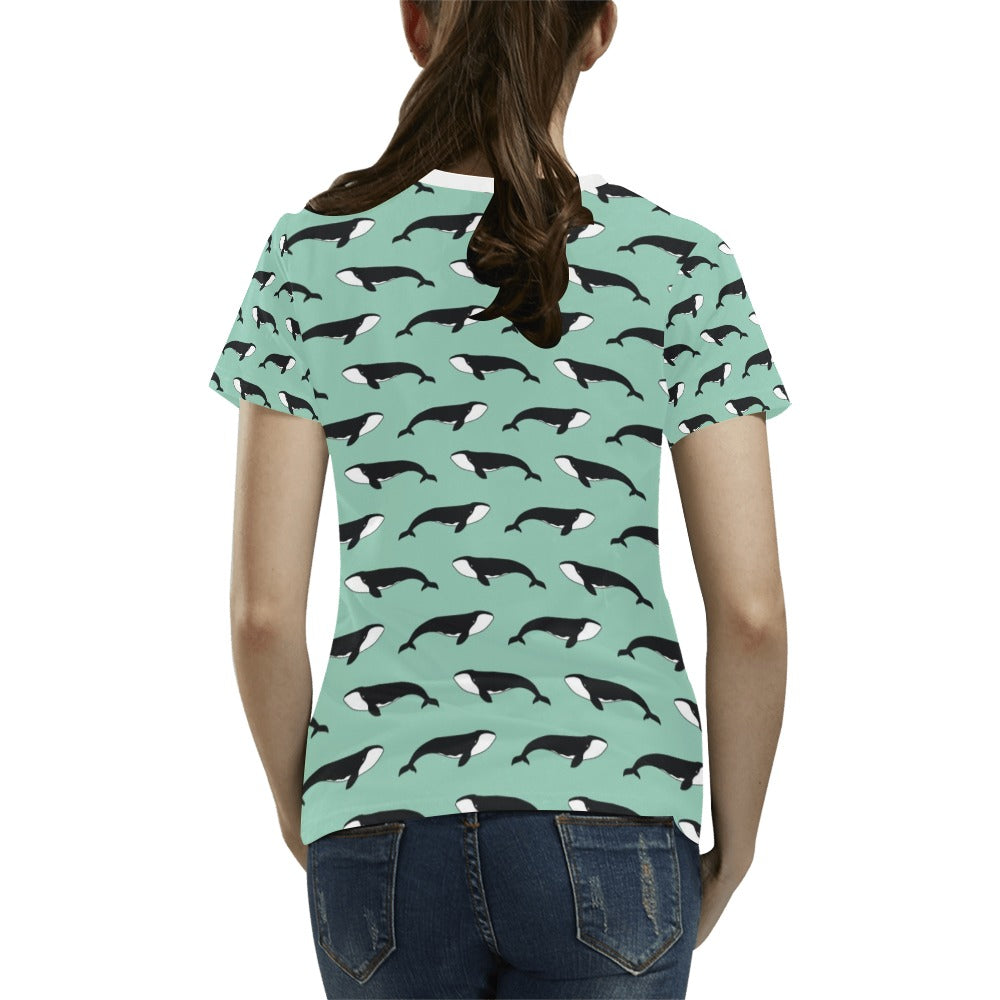 Whale Print Design LKS307 Women's  T-shirt