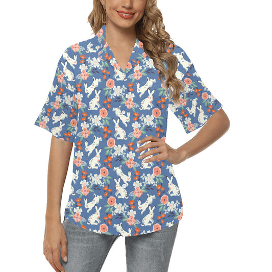 Bunny Pattern Print Design 07 Women's Hawaiian Shirt