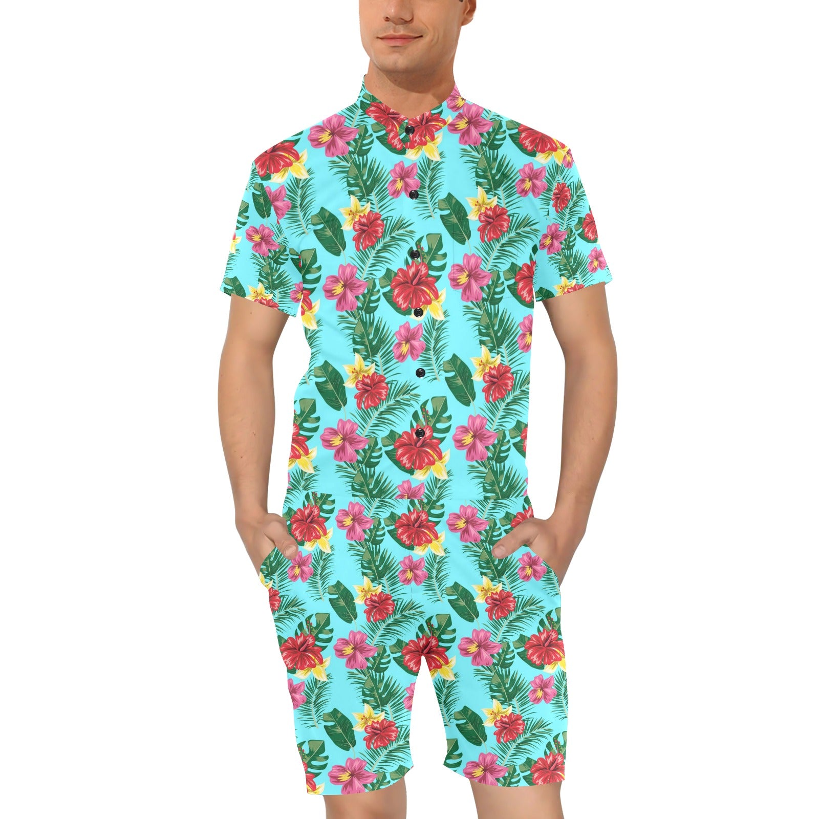 Hibiscus Hawaiian Flower Men's Romper