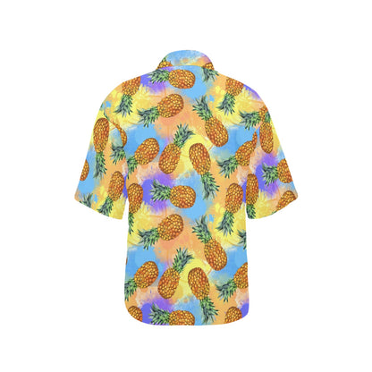 Pineapple Pattern Print Design PP09 Women's Hawaiian Shirt