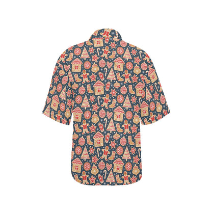 Gingerbread Pattern Print Design 03 Women's Hawaiian Shirt