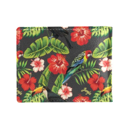 Hibiscus Red With Parrotprint Design LKS303 Men's ID Card Wallet