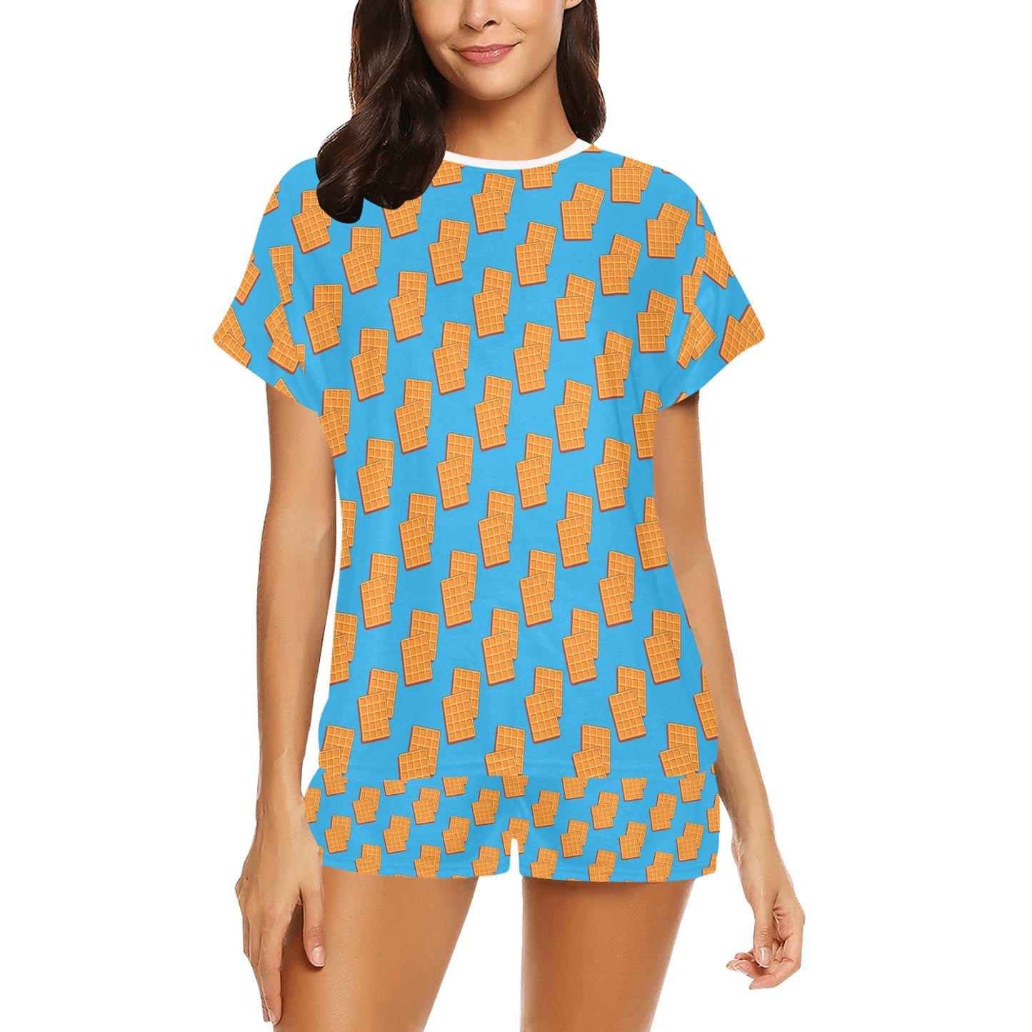 Waffle Print Design LKS304 Women's Short Pajama Set