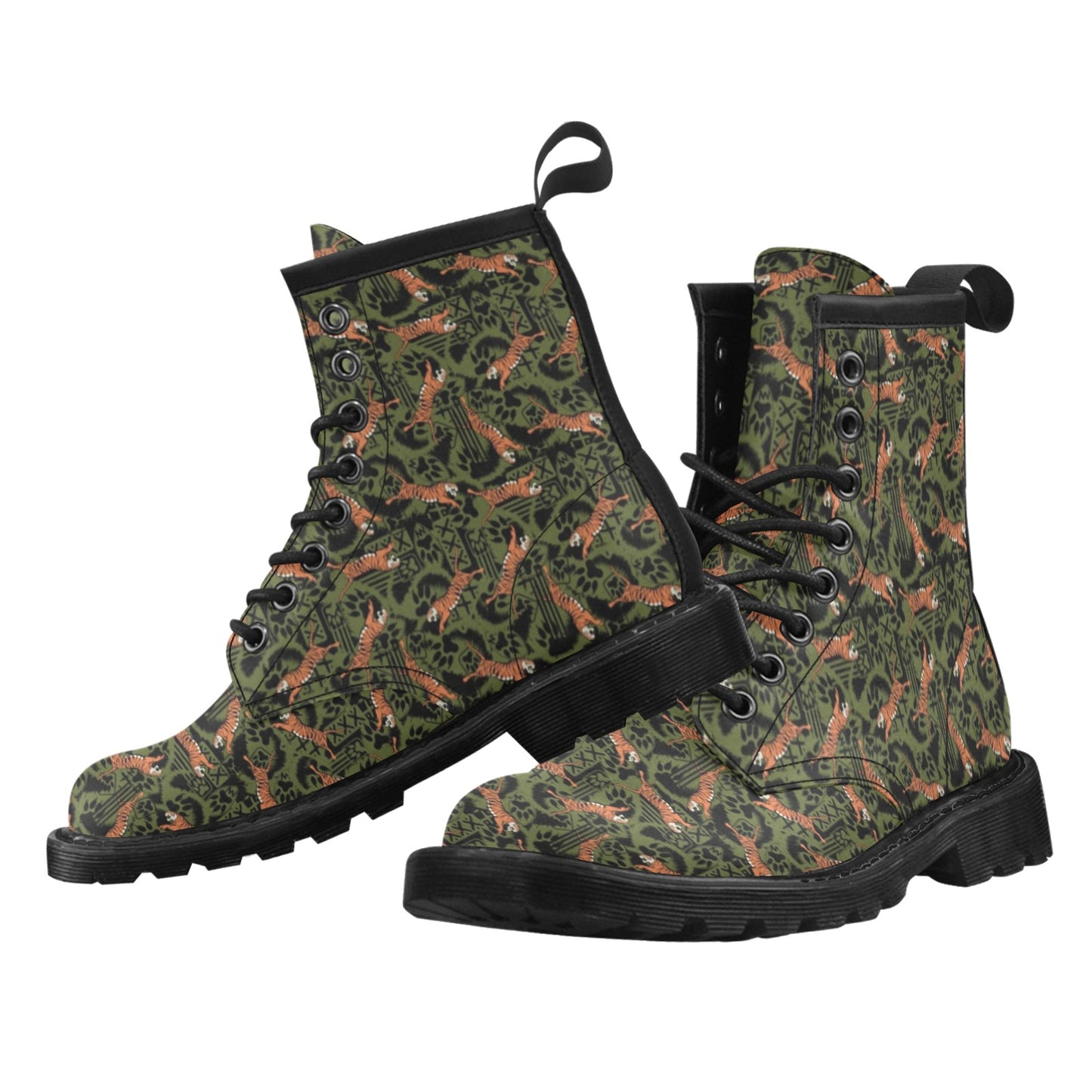 Tiger Pattern Print Design LKS303 Women's Boots