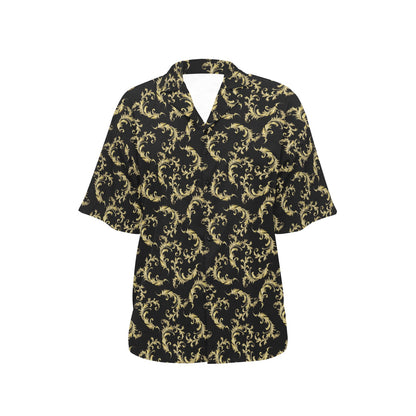 Baroque Golden Pattern Print Design 01 Women's Hawaiian Shirt