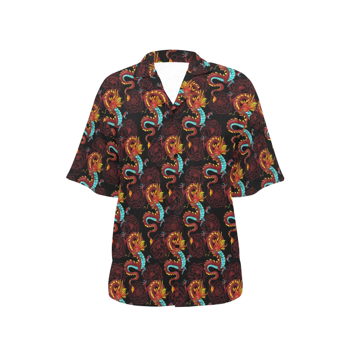 Chinese Dragons and Peonies Design Women's Hawaiian Shirt
