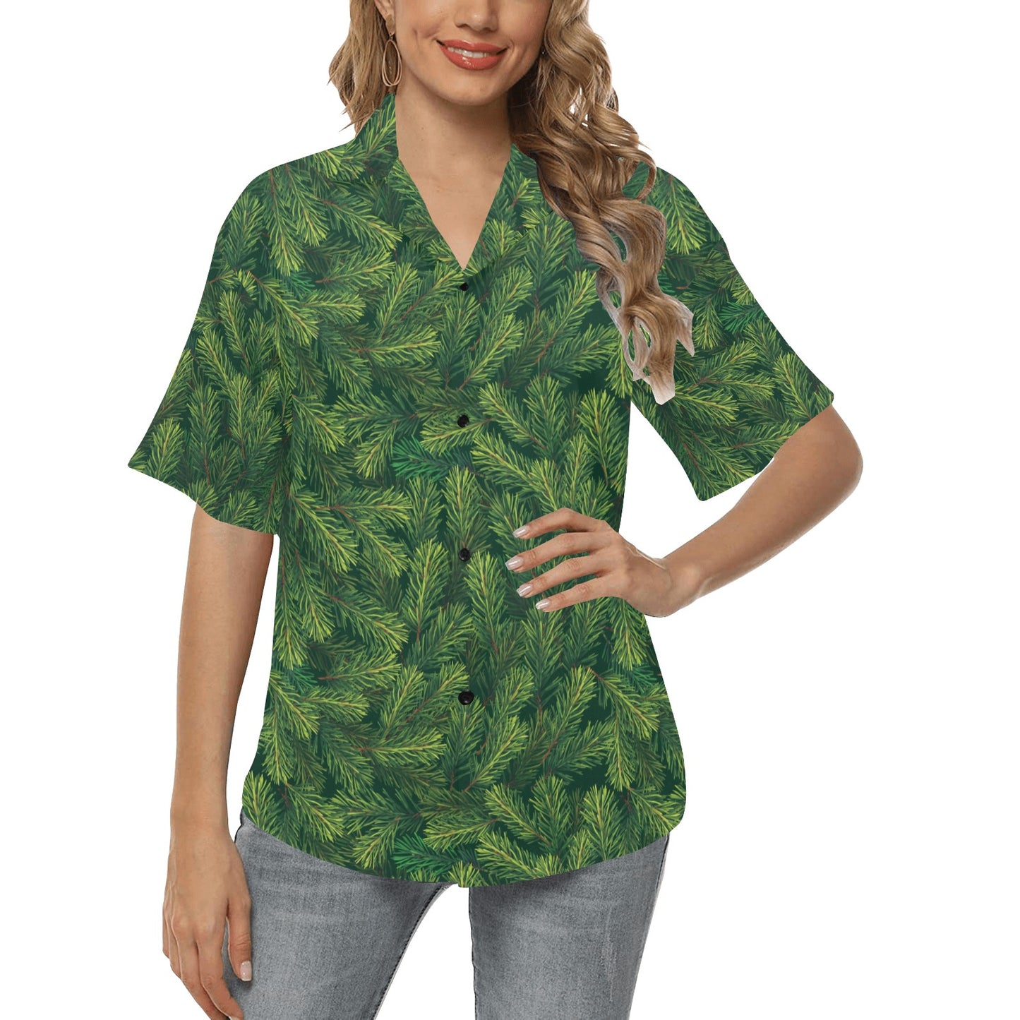 Christmas Tree Pattern Print Design 02 Women's Hawaiian Shirt