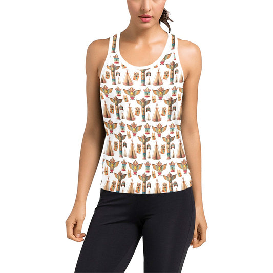 Totem Native Print Design LKS303 Women's Racerback Tank Top