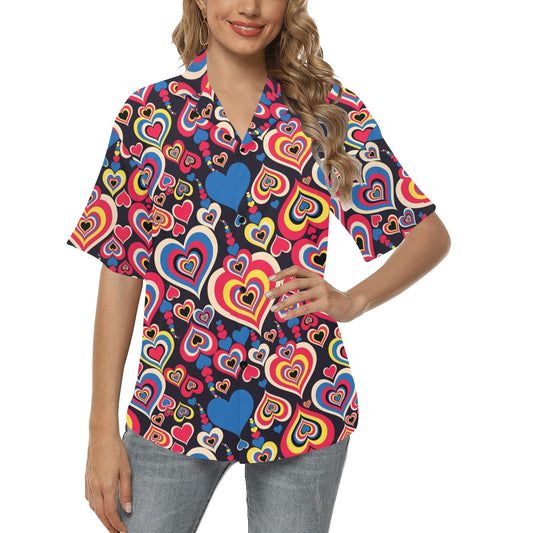 Heart Pattern Print Design HE08 Women's Hawaiian Shirt