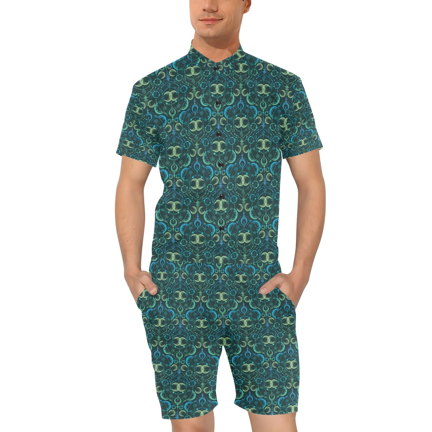 Celestial Pattern Print Design 07 Men's Romper