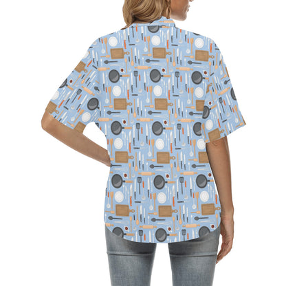 Cooking Kitchen Tools Pattern Print Design 02 Women's Hawaiian Shirt