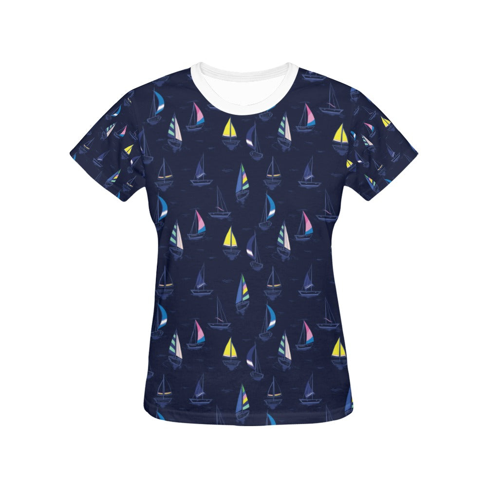 Sailboat Print Design LKS305 Women's  T-shirt