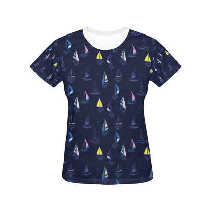 Sailboat Print Design LKS305 Women's  T-shirt