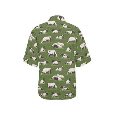 Cow on Grass Print Pattern Women's Hawaiian Shirt