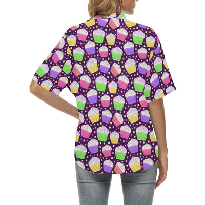 Cupcake Pattern Print Design CP07 Women's Hawaiian Shirt