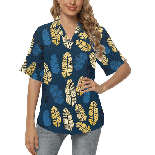 Banana Leaf Pattern Print Design BL09 Women's Hawaiian Shirt
