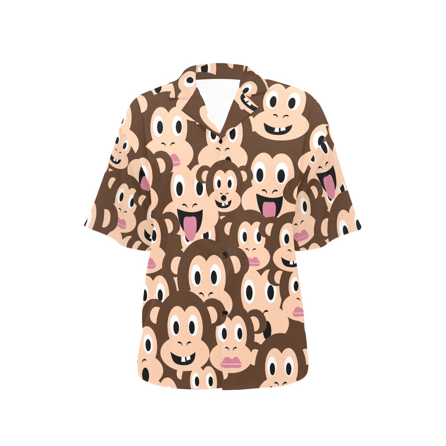 Emoji Monkey Print Pattern Women's Hawaiian Shirt