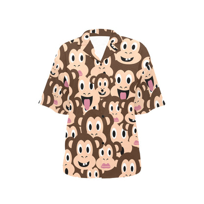 Emoji Monkey Print Pattern Women's Hawaiian Shirt