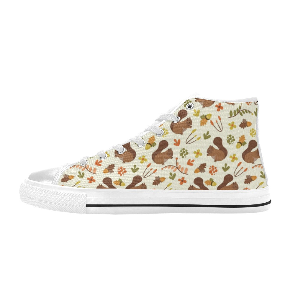Squirrel Print Design LKS3010 High Top Women's White Shoes
