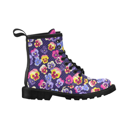 Pansy Pattern Print Design PS04 Women's Boots