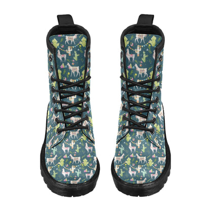 Llama with Cactus Design Print Women's Boots