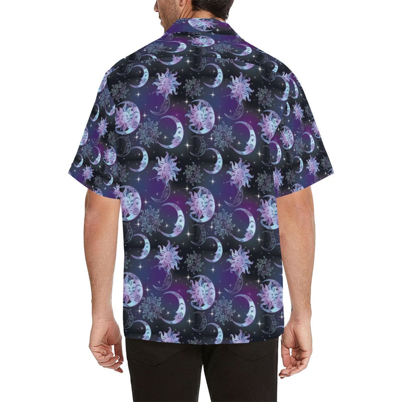 Sun Moon Print Design LKS303 Men's Hawaiian Shirt