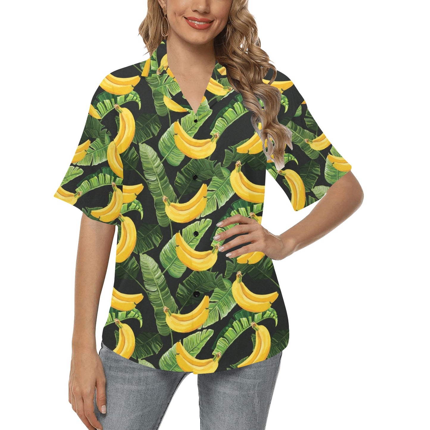 Banana Pattern Print Design BA01 Women's Hawaiian Shirt