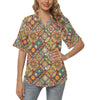 Mandala Flower Themed Design Print Women's Hawaiian Shirt