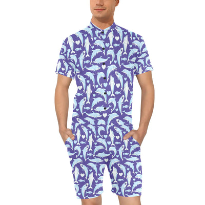 Dolphin Smile Print Pattern Men's Romper