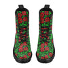 Red Hibiscus Embroidered Pattern Print Design HB032 Women's Boots