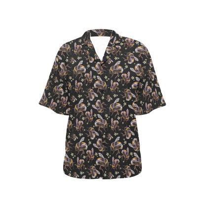 Bee Pattern Print Design 04 Women's Hawaiian Shirt