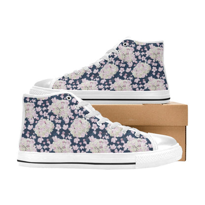 Sakura Print Design LKS305 High Top Women's White Shoes