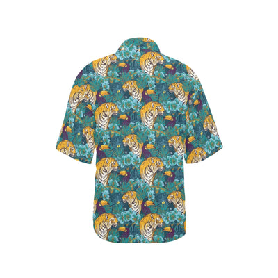 Tiger Tropical Print Design LKS301 Women's Hawaiian Shirt