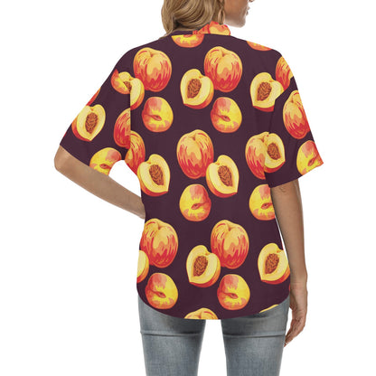 Peach Pattern Print Design A04 Women's Hawaiian Shirt