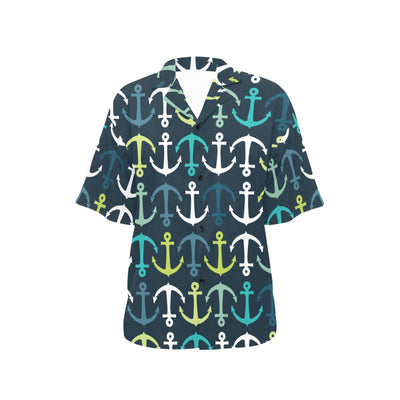 Anchor Pattern Print Design 03 Women's Hawaiian Shirt