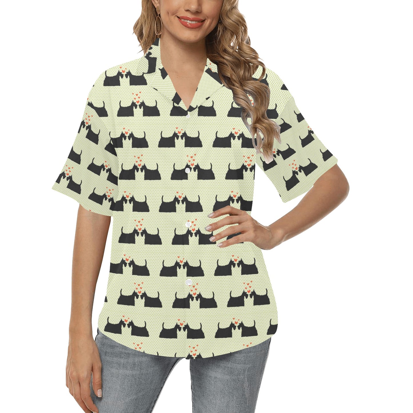 Scottish Terriers Print Design LKS304 Women's Hawaiian Shirt