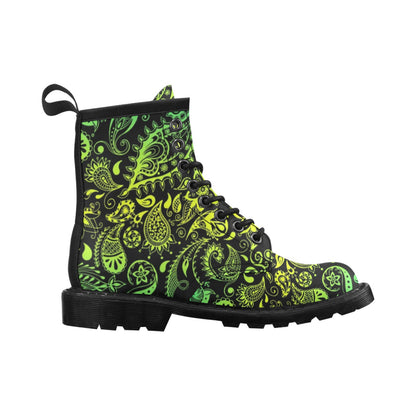 Paisley Green Design Print Women's Boots
