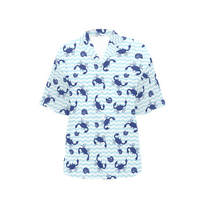 Crab Pattern Print Design 04 Women's Hawaiian Shirt
