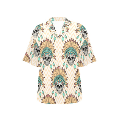 Indian Skull Pattern Women's Hawaiian Shirt