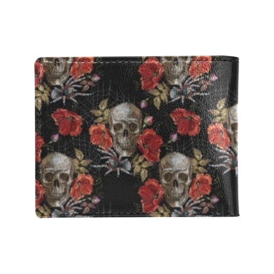 Spider Web Skull Rose Print Design LKS305 Men's ID Card Wallet