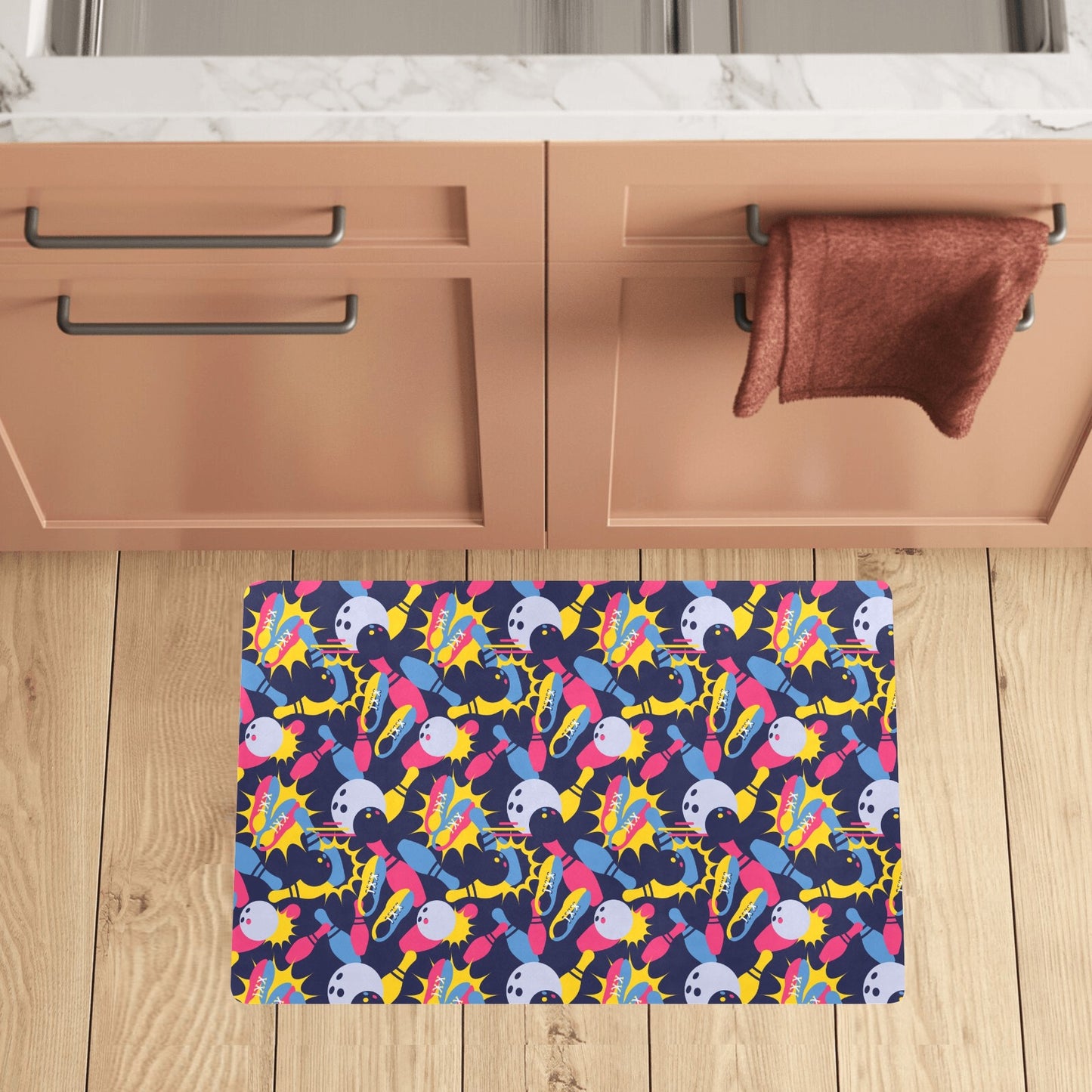 Bowling Pattern Print Design 02 Kitchen Mat