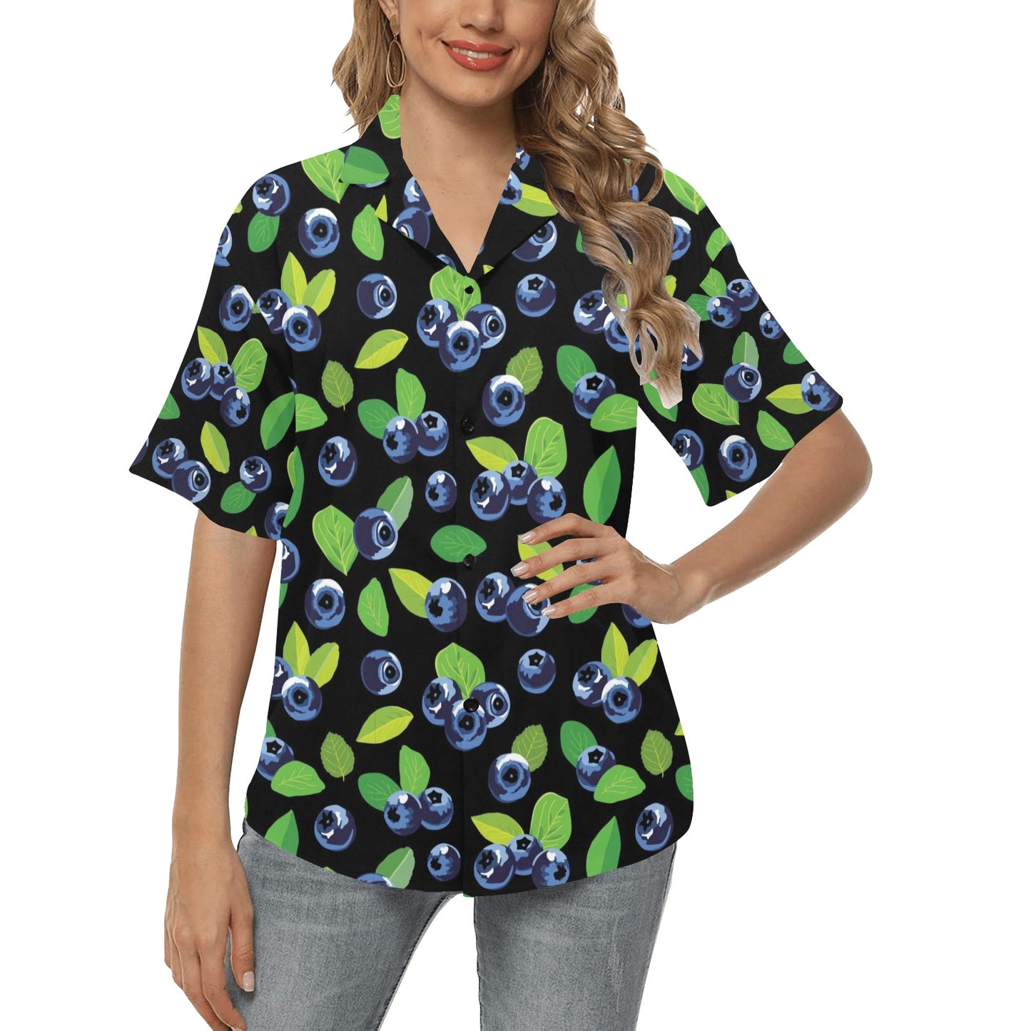 Blueberry Pattern Print Design BB03 Women's Hawaiian Shirt