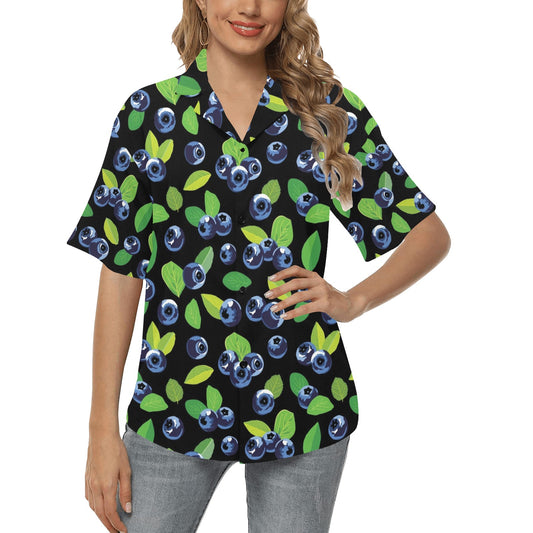Blueberry Pattern Print Design BB03 Women's Hawaiian Shirt